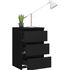vidaXL - Nachtkastje - Zwart - Bewerkt hout