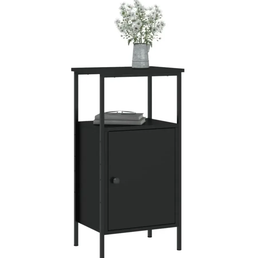 vidaXL - Nachtkastje - Zwart - Bewerkt hout - 2 stuks