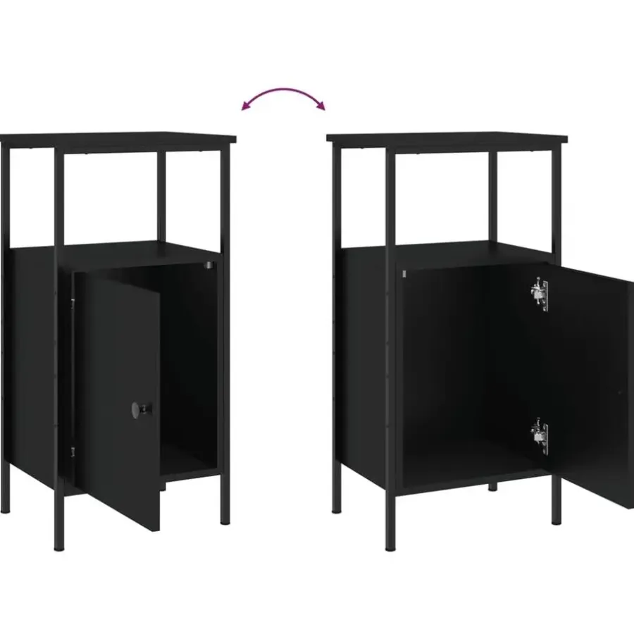 vidaXL - Nachtkastje - Zwart - Bewerkt hout - 2 stuks