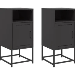 Nachtkastjes|Nachtkastjes-vidaXL - Nachtkastje - Zwart - Staal - 2 stuks