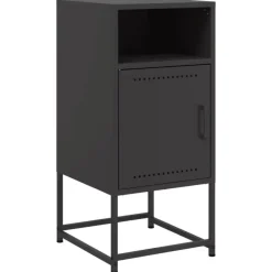 Nachtkastjes|Nachtkastjes-vidaXL - Nachtkastje - Zwart - Staal - 2 stuks