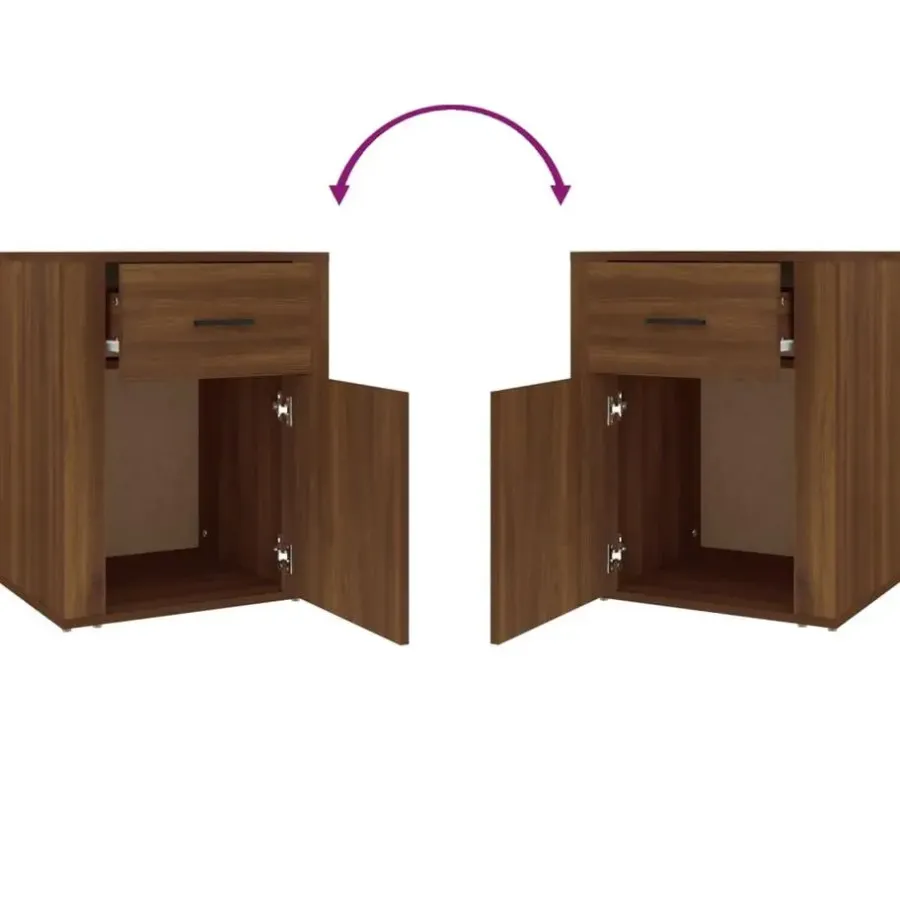Nachtkastjes|Nachtkastjes-vidaXL - Nachtkastje met lade en deur - Bruin eiken - Bewerkt hout - 50x36x60 cm