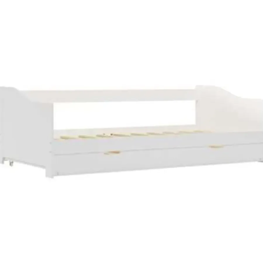 1-Persoons Bedden-vidaXL - Onderschuifbed - Wit - Grenenhout - 90x200 cm
