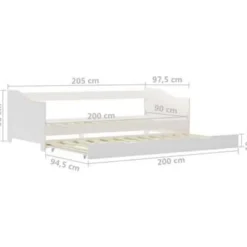 1-Persoons Bedden-vidaXL - Onderschuifbed - Wit - Grenenhout - 90x200 cm