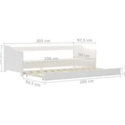 1-Persoons Bedden-vidaXL - Onderschuifbed - Wit - Grenenhout - 90x200 cm