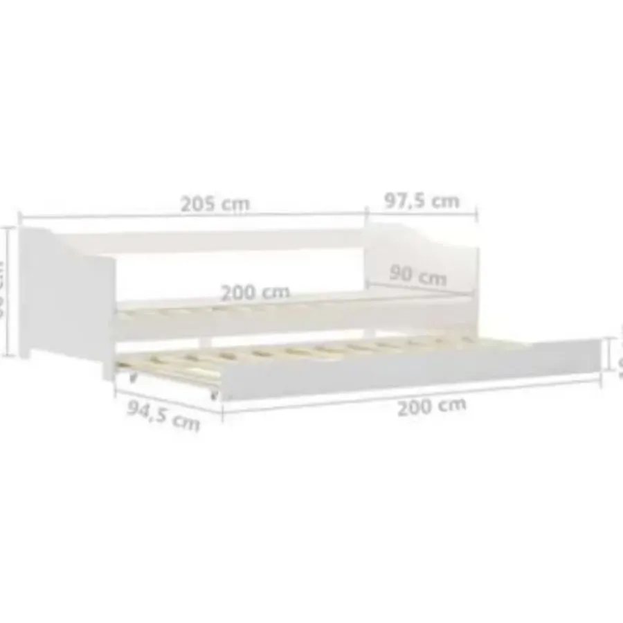 1-Persoons Bedden-vidaXL - Onderschuifbed - Wit - Grenenhout - 90x200 cm