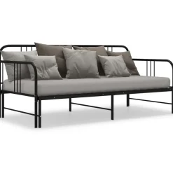 1-Persoons Bedden-vidaXL - Onderschuifbed - Zwart - Metaal - 90x200 cm