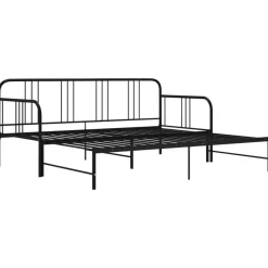1-Persoons Bedden-vidaXL - Onderschuifbed - Zwart - Metaal - 90x200 cm