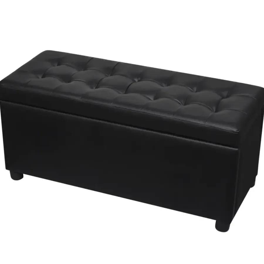 vidaXL - Opberg Hocker - Zwart - Kunstleer
