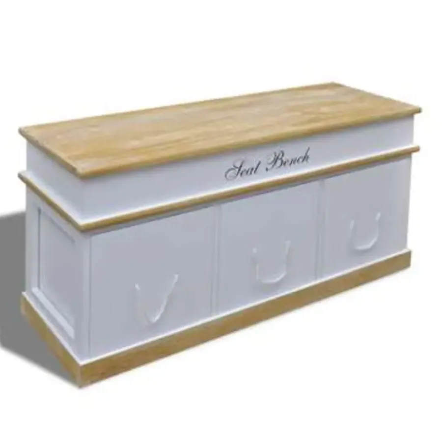 vidaXL - Opbergbank - Wit - Hout