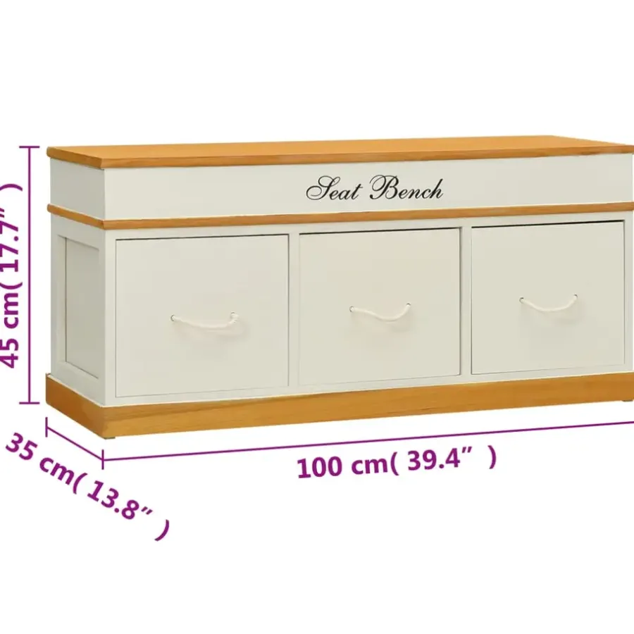 vidaXL - Opbergbank - Wit - Hout