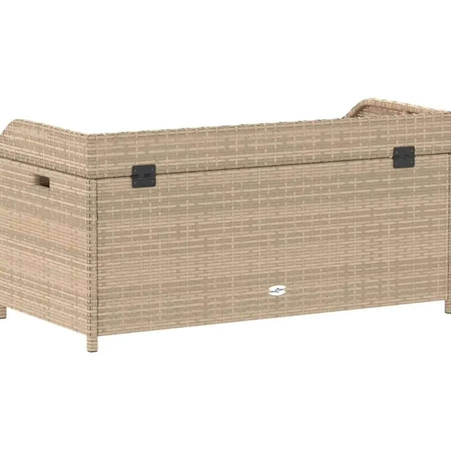 vidaXL - Opbergbankje bruin - Poly rattan en acaciahout - 100x50x52 cm