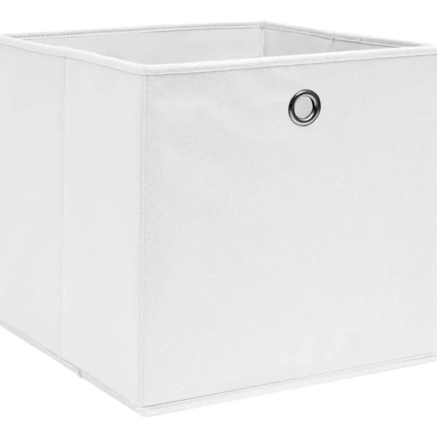 Opbergboxen-vidaXL - Opbergbox - Wit - Stof - 4 stuks