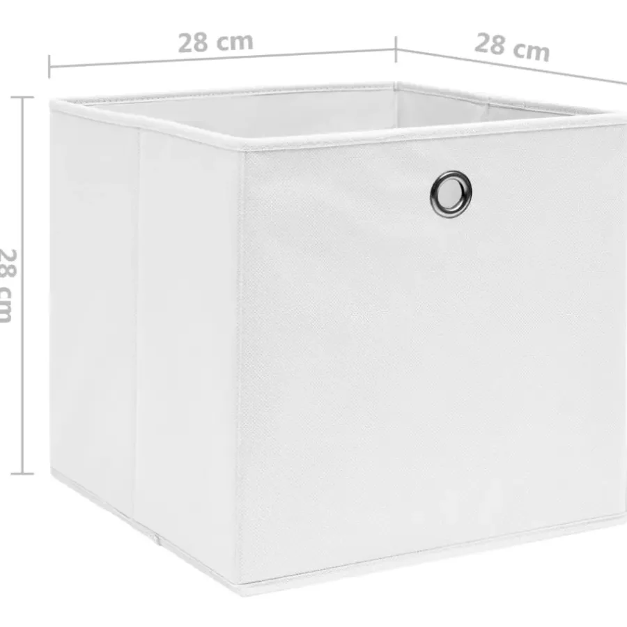 Opbergboxen-vidaXL - Opbergbox - Wit - Stof - 4 stuks