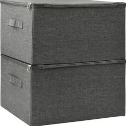 Opbergboxen-vidaXL - Opbergbox Opbergboxen - Antraciet - Stof - 2 stuks
