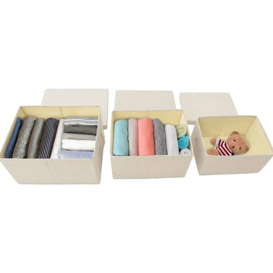 Opbergboxen-vidaXL - Opbergbox Opbergboxen - Crème - Stof
