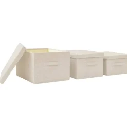 Opbergboxen-vidaXL - Opbergbox Opbergboxen - Crème - Stof