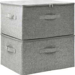 Opbergboxen-vidaXL - Opbergbox Opbergboxen - Grijs - Stof - 2 stuks
