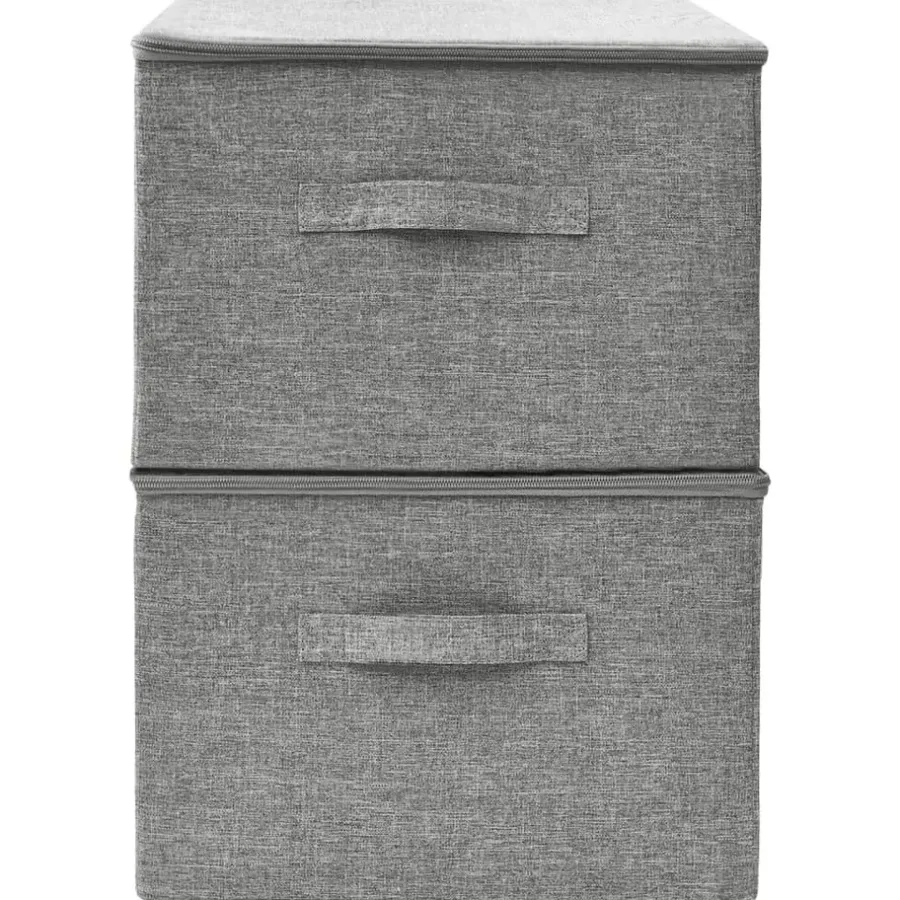 Opbergboxen-vidaXL - Opbergbox Opbergboxen - Grijs - Stof - 2 stuks