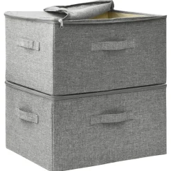 Opbergboxen-vidaXL - Opbergbox Opbergboxen - Grijs - Stof - 2 stuks