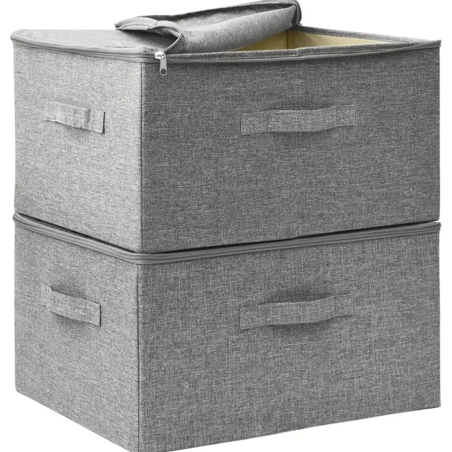 Opbergboxen-vidaXL - Opbergbox Opbergboxen - Grijs - Stof - 2 stuks