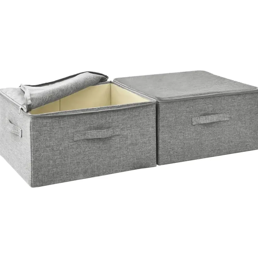 Opbergboxen-vidaXL - Opbergbox Opbergboxen - Grijs - Stof - 2 stuks
