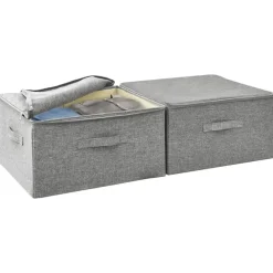 Opbergboxen-vidaXL - Opbergbox Opbergboxen - Grijs - Stof - 2 stuks