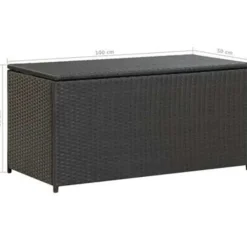 Kussenboxen-vidaXL - Opbergcontainer Voor Buiten - Zwart - Poly rattan - 100 x 50 x 50 cm