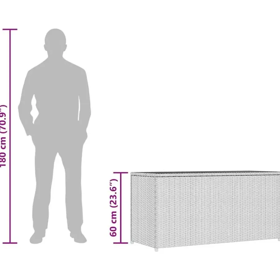vidaXL - Opbergkist - Grijs - Poly rattan