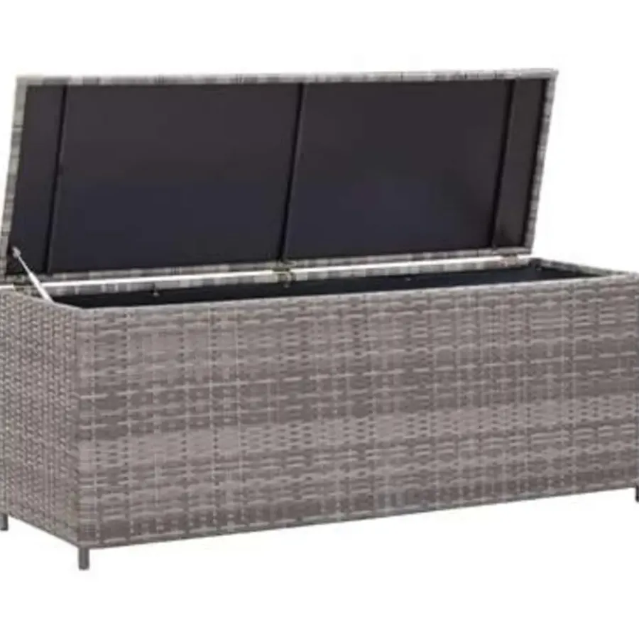 vidaXL - Opbergkist - Grijs - Poly rattan