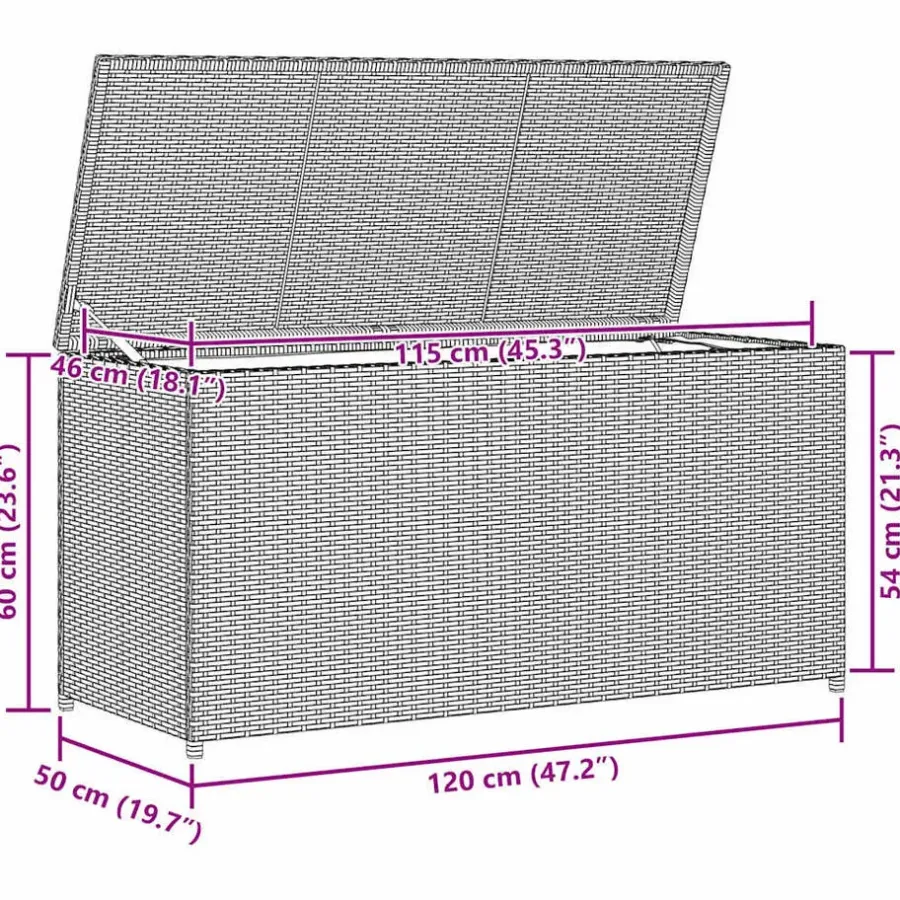 vidaXL - Opbergkist - Zwart - Poly rattan