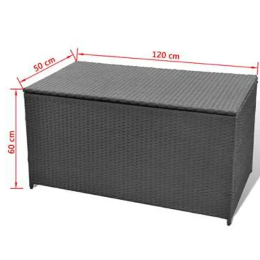 vidaXL - Opbergkist - Zwart - Poly rattan