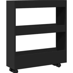 vidaXL - Opbergtrolley - Zwart - Bewerkt hout