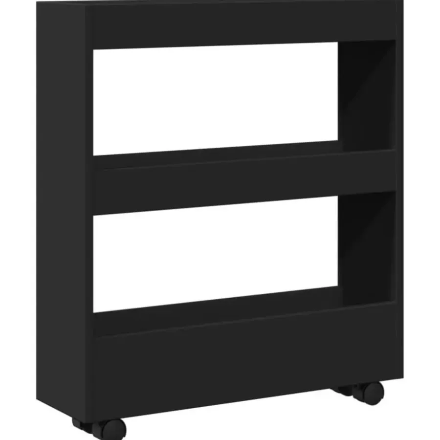 vidaXL - Opbergtrolley - Zwart - Bewerkt hout
