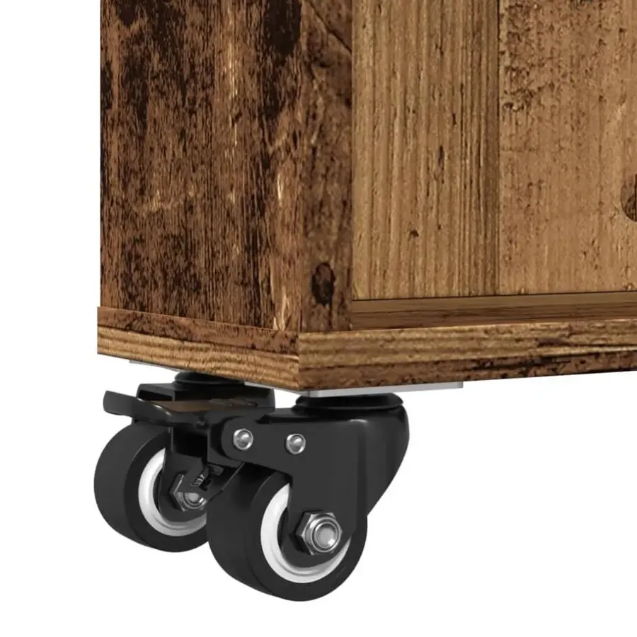 vidaXL - Opbergtrolley smal - Oud hout - Bewerkt hout - 48x13x68 cm