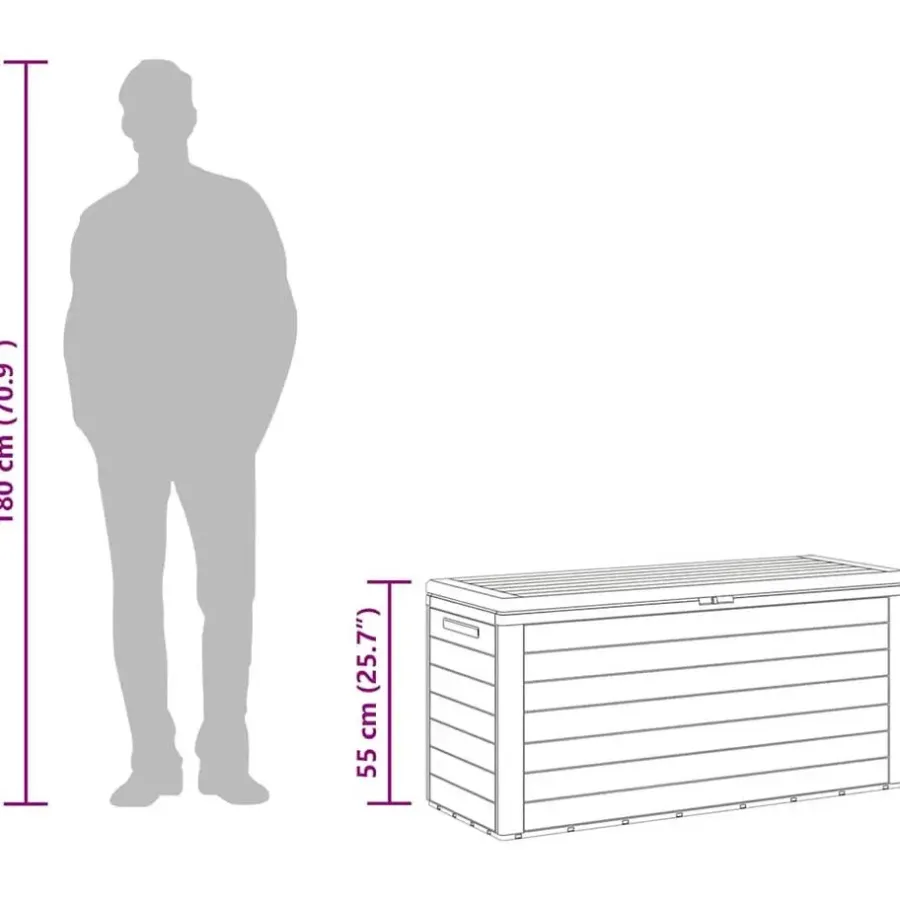 vidaXL - Opslagkist - Antraciet - Polypropyleen