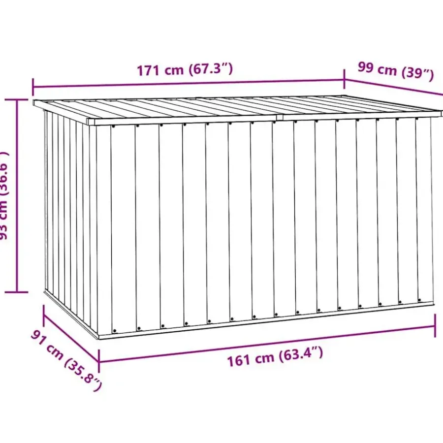 Kussenboxen-vidaXL - Opslagkist - Grijs - Staal - 171 x 99 x 93 cm
