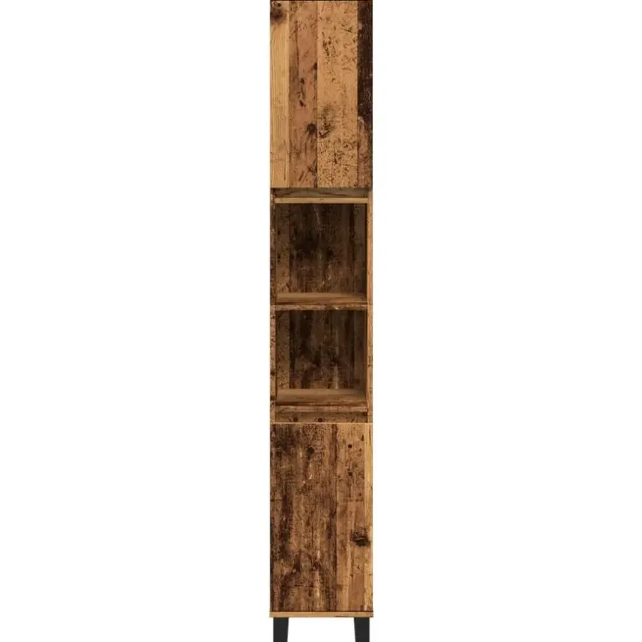 vidaXL - Oud hout Kolomkast met 2 deuren 2 vakken - Ijzer en hout - 30x30x190 cm