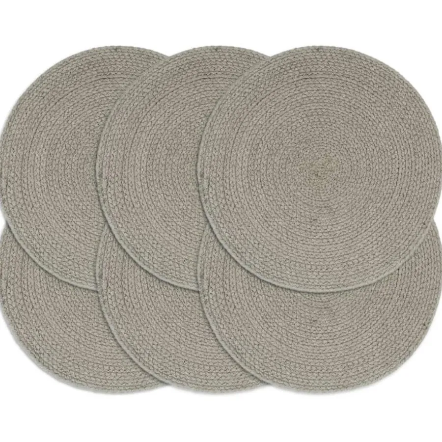 vidaXL - Placemat - Grijs - Katoen - 6 stuks