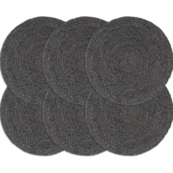 Placemats-vidaXL - Placemat - Grijs - Jute - 6 stuks