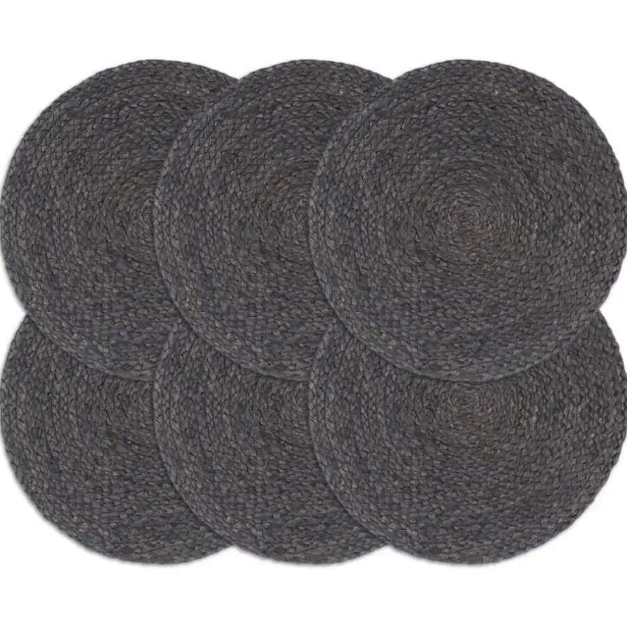 Placemats-vidaXL - Placemat - Grijs - Jute - 6 stuks