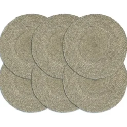 vidaXL - Placemat - Grijs - Jute - 6 stuks