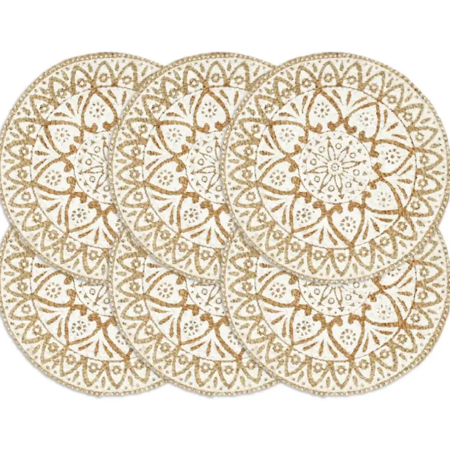 Placemats-vidaXL - Placemat - Wit - Jute - 6 stuks