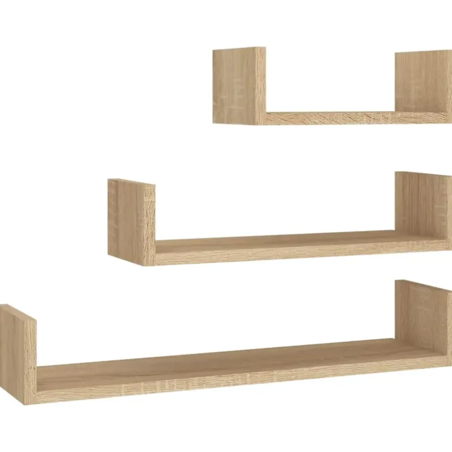 Wandplanken-vidaXL - Plank - Bruin - Bewerkt hout - 60 x 15 x 10 cm - 3 stuks