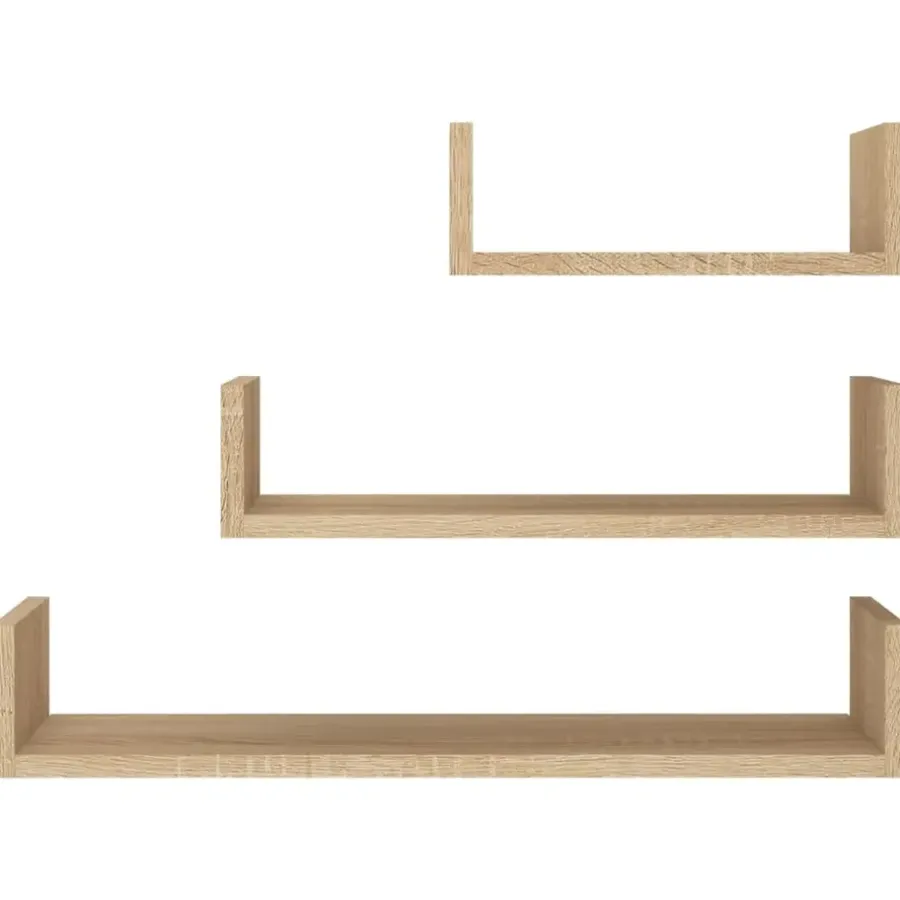 Wandplanken-vidaXL - Plank - Bruin - Bewerkt hout - 60 x 15 x 10 cm - 3 stuks