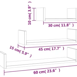 Wandplanken-vidaXL - Plank - Bruin - Bewerkt hout - 60 x 15 x 10 cm - 3 stuks