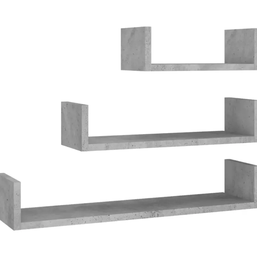 vidaXL - Plank - Grijs - Bewerkt hout - 60 x 15 x 10 cm - 3 stuks