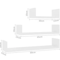 Wandplanken-vidaXL - Plank - Wit - Bewerkt hout - 60 x 15 x 10 cm - 3 stuks