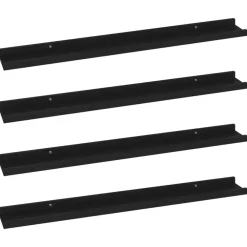 Wandplanken-vidaXL - Plank - Zwart - MDF - 80 x 9 x 3 cm - 4 stuks