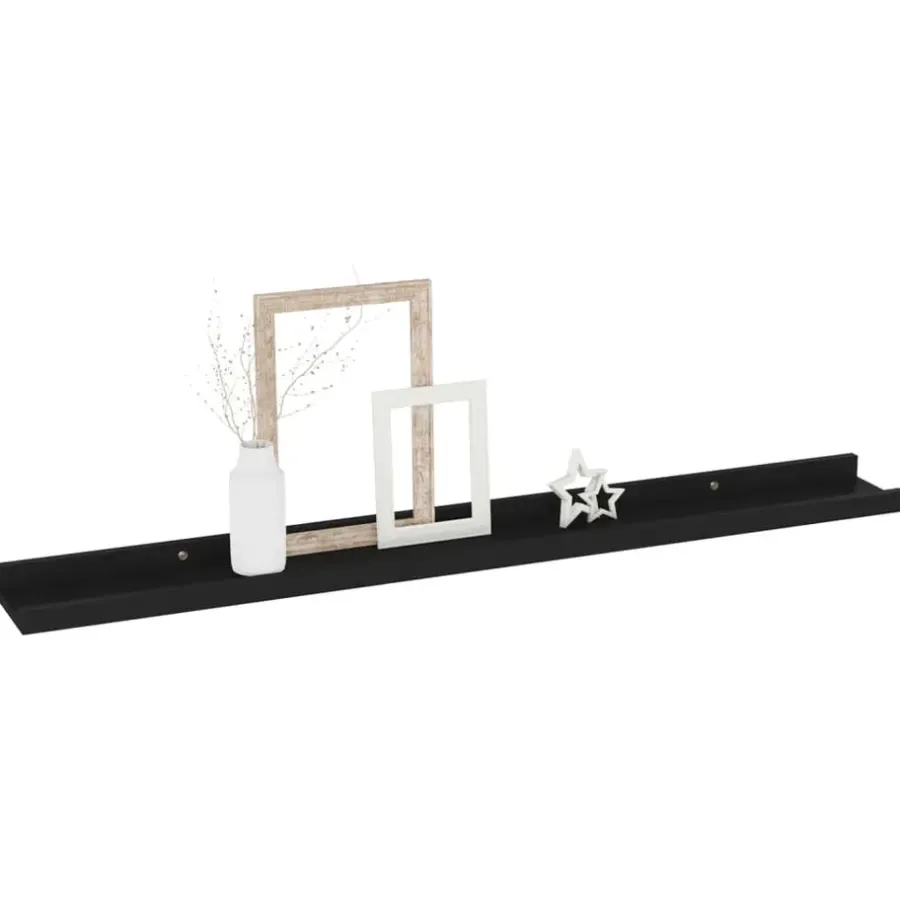 Wandplanken-vidaXL - Plank - Zwart - MDF - 80 x 9 x 3 cm - 4 stuks